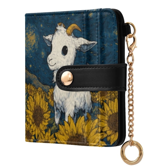 Qxltty Cute Gogoat Ladies Wallet Rfid Slim Thin Compact Credit Card Women Wallet Zipper Coin Pocket and ID Window for Female Gifts