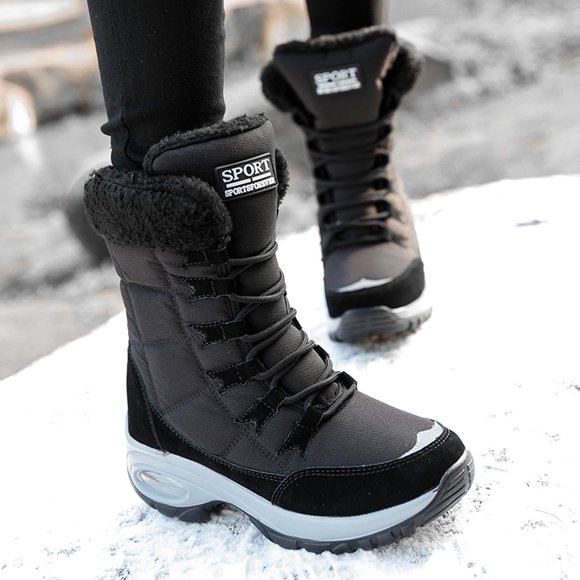 LSLJS Winter Boots for Women, Warm And Thick High-top Snow Cotton Shoes Lightweight Plus Size Women's Boots