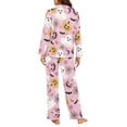 thumbnail image 6 of DISNIMO Women's Pajama Set 2 Piece Pj Sets Ghost Pumpkin Printed Long Sleeve Top and Wide Leg Pants Spider Web Printed Comfy V Neck Sleepwear Button Down Loungewear Halloween Nightwear, L, 6 of 7