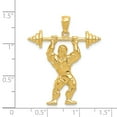 thumbnail image 3 of Real 14kt Yellow Gold Bodybuilder with Weights Pendant; for Adults and Teens; for Women and Men, 3 of 3