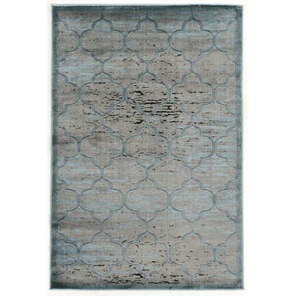 PlatinumTrellis Blue Black Area Rug 5x7.6 Modern Geometric Design Polyester