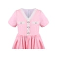thumbnail image 5 of Girls Dress Lace Pearl V Neck Knit Texture Short Sleeve Princess 4 Years, 5 of 7