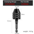 thumbnail image 1 of 1PC 0.3-8.0 6.35mm HexDrill Chuck Keyless Screwdriver Impact Driver Adaptor Electric Micro Motor Clamp Chuck Fixture Hex Shank Gong Bohan LED, 1 of 2