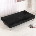 thumbnail image 4 of CJC Armless Plush Sofa Bed Cover - Stretch Velvet Sofa Bed Slipcover- Thicker Folding Futon Sofa Cover Protector, Black, 4 of 9