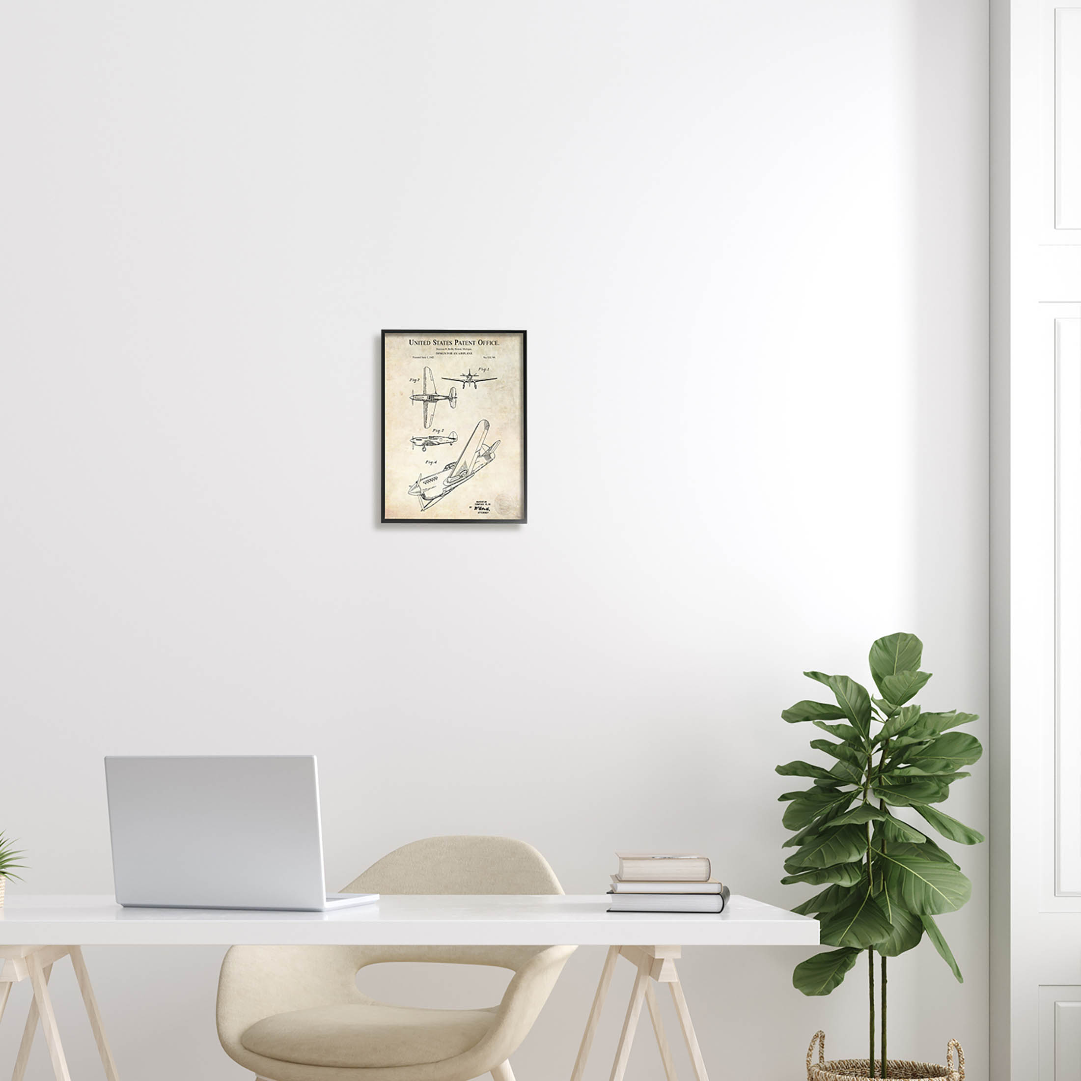 Stupell Industries Vintage Plane Flight Diagram Graphic Art Black Framed Art Print Wall Art, Design by Karl Hronek