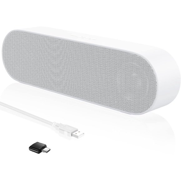 Datorhögtalare, USB Bärbar Datorhögtalare, Mini Ljudfält med 3D Surround Stereo för Laptop, PC, Bärbar dator, Skrivbord - Plug and Play (Vit)