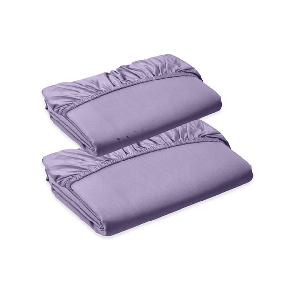 Set of 2 Pieces Fitted Sheet Set 1500 Series Fitted Sheet, Full Size, Lilac