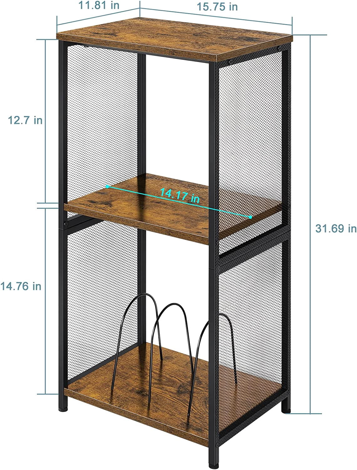 Oumilen Indoor Modern Adjustable, Multifunction Wood Rectangle End Table, Rustic Brown