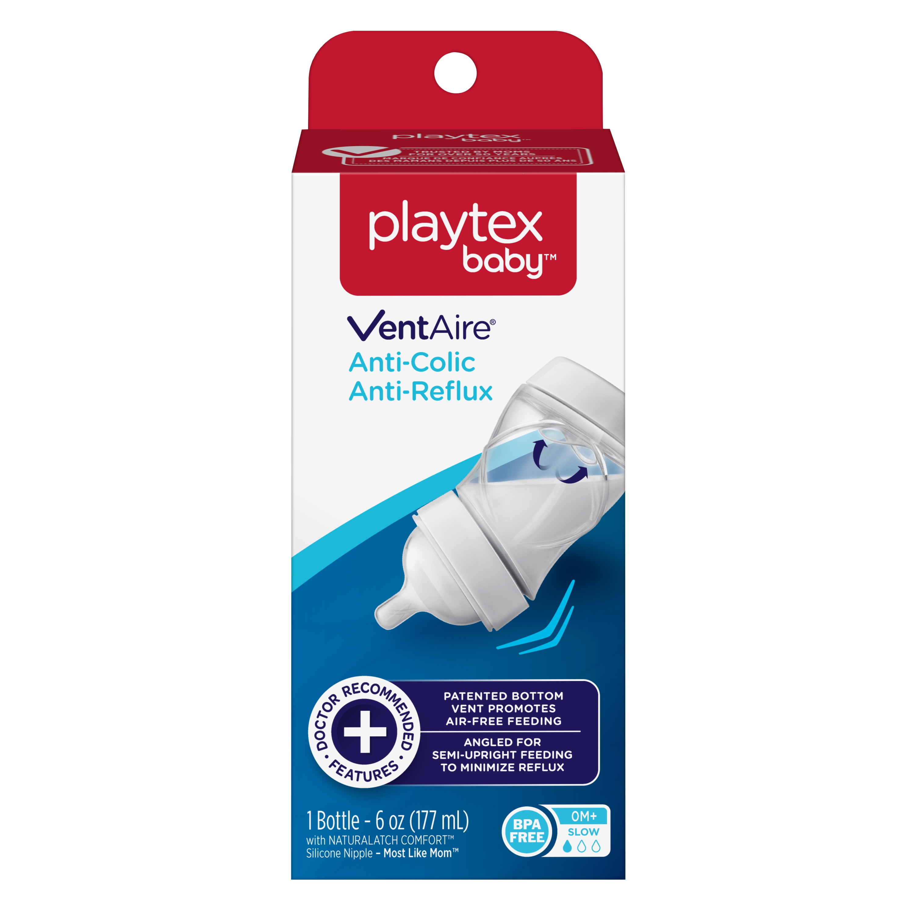 Playtex Baby VentAire Complete Tummy Comfort Baby Bottle, 6 oz, 1 Pack 