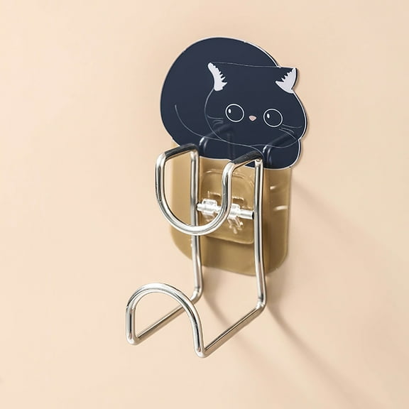 Needhep Over The Door Double Hanger Hooks Multiple Uses Heavy Duty Self Adhesive Hooks, Portable Home Improvement Utility Hook Wood Wall Hooks With Storage, For Glass Door (Black)