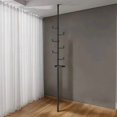 thumbnail image 4 of Lisonu Adjustable Tension Rod Organizer, Floor to Ceiling Laundry Drying Rack with 4 Rotating Hooks, DIY Coat Hanger & Storage Pole for Bedroom or Balcony, Black, 4 of 11
