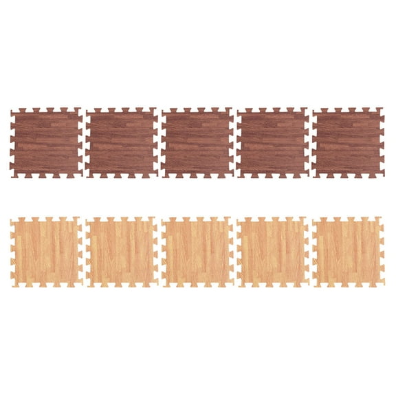 Monyance soft wood tiles Interlocking Wood Grain Foam Floor Mats - 10pcs(11.81X11.81X0.39Inches)