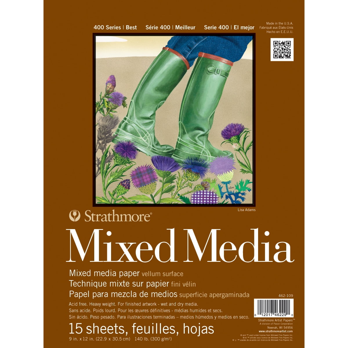 9x12 Wire Bound 40 Sheets Strathmore 300 Series Mixed Media Pad