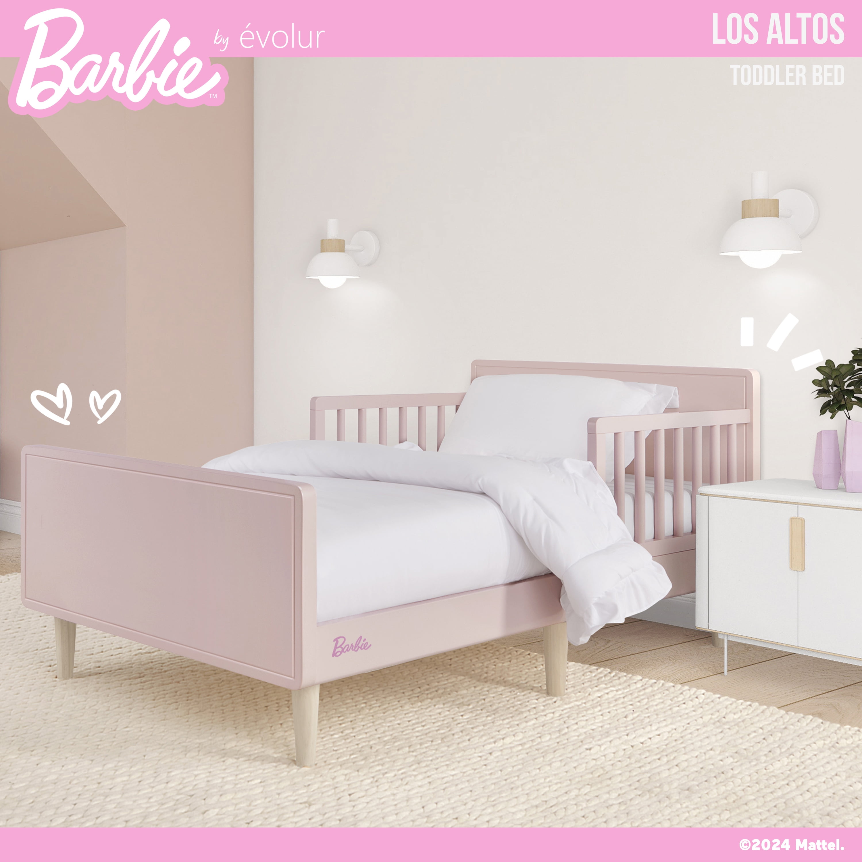 Evolur Barbie Los Altos Toddler Bed, Blush Pink