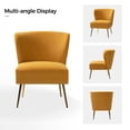 thumbnail image 2 of Contemporary Vanity Chair Upholstery Armless Accent Chair Metal Base Nailhead Trim Bedroom Set of 2 Mustard, 2 of 7