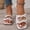 White, variant on Women's Flat Double Bow Square Toe Slide Sandals Open Toe Soft Leather Casual Summer Slip On Daily Mule Slippers Brown 8 Wide