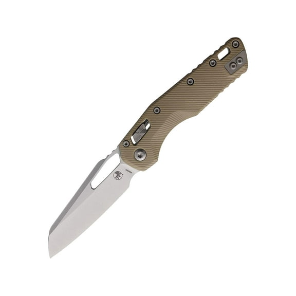 Microtech MSI Pocket Knife 3.88" Sheepsfoot Bohler M390MK Stonewashed Blade Fluted G-10 Handle Tan