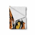 thumbnail image 2 of Eye Soft Flannel Fleece Throw Blanket, Tiger Eyes Graphic Mascot Animal Face Bengal Cat Safari Predator Theme, Cozy Plush for Indoor and Outdoor Use, 60" x 80", Orange Yellow Black, by Ambesonne, 2 of 6