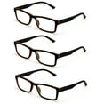 thumbnail image 2 of 3 Pairs Men Lightweight Rectangular Unisex Readers with Spring Hinge - Soft Matte Rubberized Reading Glasses - Spring Hinge, 2 of 3