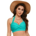 thumbnail image 3 of UAYOTSE Women Bikini Top Only Supportive Swimsuit Top Large Bust Bathing Suit Top 2025 Cut Out Twist Swim Top,XL Mint Green, 3 of 9