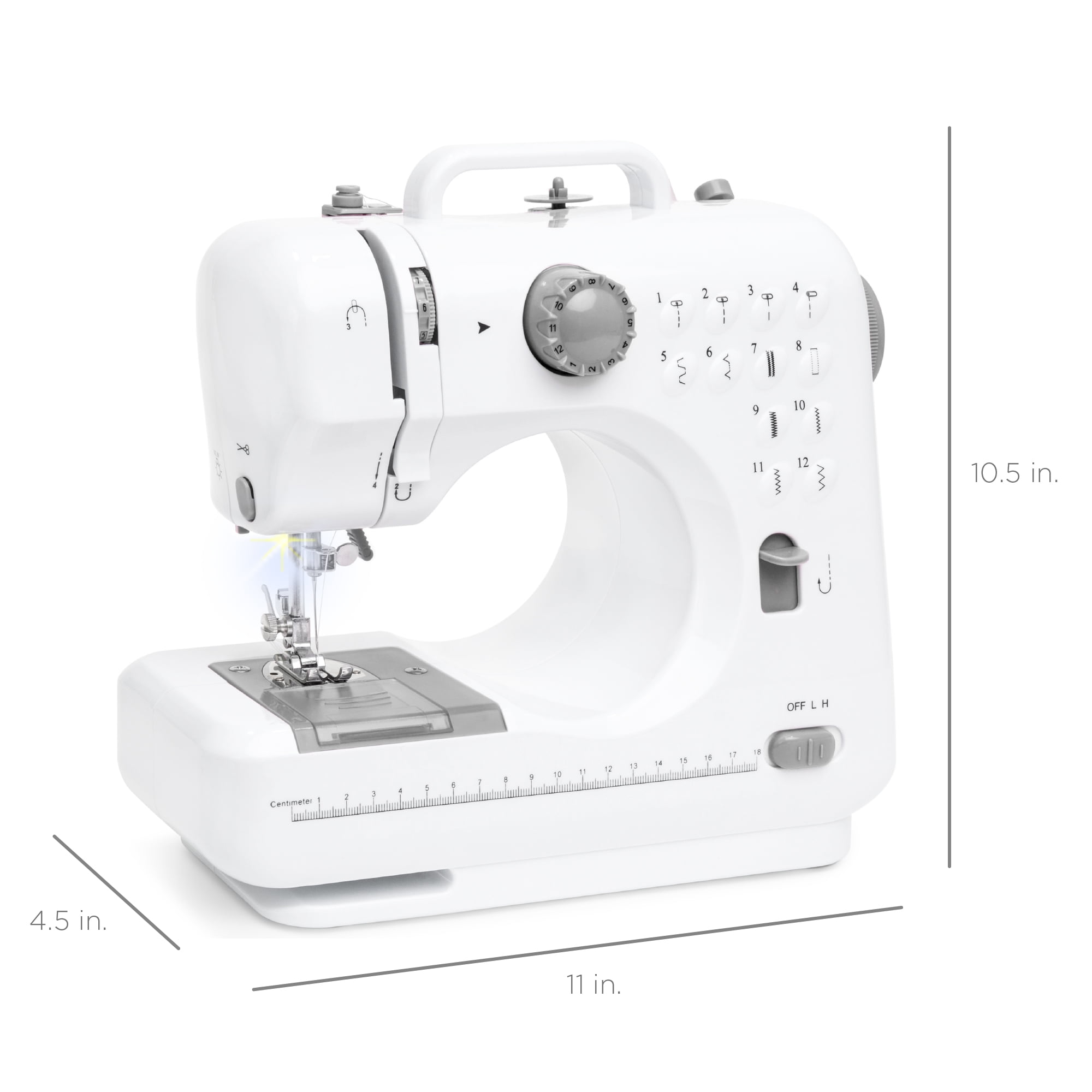 Best Choice Products 6V Portable Sewing Machine, 42-Piece Beginners Kit w/ 12 Stitch Patterns - Gray/White