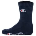 thumbnail image 3 of Champion Children's Socks, 3-Pack - Crew Socks, solid Colour Blue/White/Grey 27-30, 3 of 7