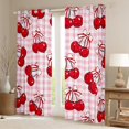 thumbnail image 2 of Homewish Cute Bowknot Cherry Black Out Curtains, Girly Pink Buffalo Plaid Curtains Pack of 2 (42x63 Each), Princess Bow Cartoon Bedroom Curtains, Curtains and Drapes Decor, 2 of 6