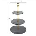 thumbnail image 3 of DecMode 14" x 27" Gray Marble 3 Tiered Server with Gold Post, 1-Piece, 3 of 8