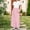 Pink, variant on YHAJDS Little Girl Short Sleeve Dress Color Print Pocket Pleated Long Maxi