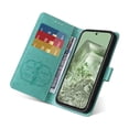 thumbnail image 6 of Designed for Google Pixel 8A Case Wallet,Women Flip Folio Cover with Butterfly & Flower Embossed PU Leather Stand Credit Card Holders Slots Wrist Strap Shockproof Phone Case,Green, 6 of 11