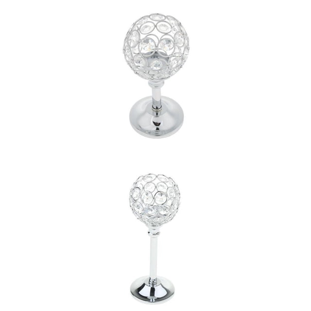 2pcs CRYSTAL TEA LIGHT PILAR CANDLE HOLDER CANDLESTICK BODA DECORACIÓN Plata