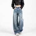 thumbnail image 2 of LWavelet Womens Paneled Wide Leg Jeans High Waisted Daily Casual Denim Pants Light Blue 2XL, 2 of 5