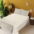 thumbnail image 2 of Ambesonne Art Deco Fitted & Flat Sheet with Shams 4 Pcs Set, Eggshell Vintage Shells, King, Eggshell and Sand Brown, 2 of 5