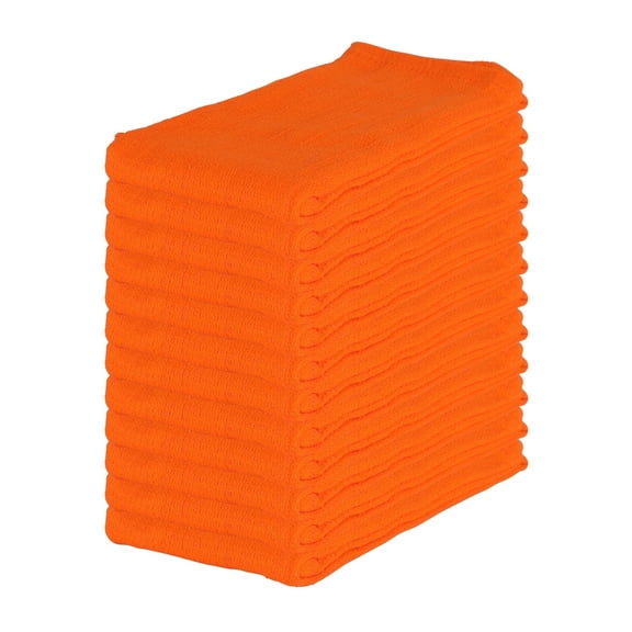 Arkwright Huck Weave Cleaning Cloths (Pack of 12), 16x26 , Multi-Purpose, Absorbent, Cotton, Orange