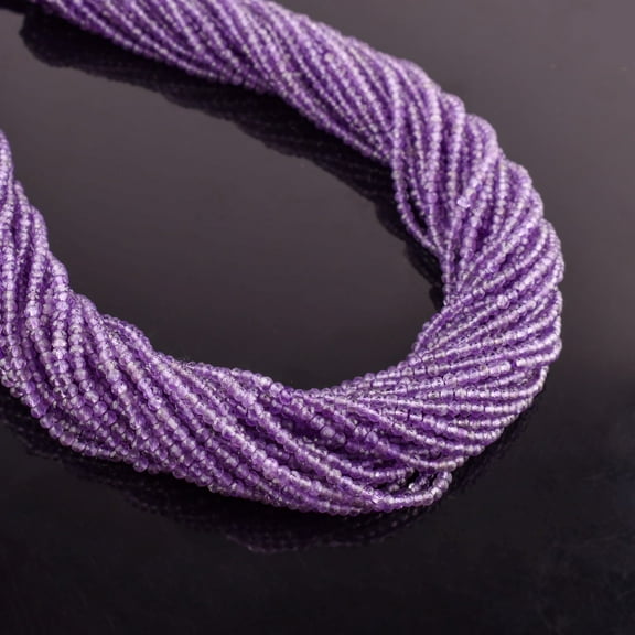 QNAVIC Natural Amethyst Gemstone Micro Faceted Rounds Beads Strand Drilled Stone Chakra Healing Crystals DIY Jewelry Making Wholesale Bulk Loose Supply Strand 30 Centimeter (1 Strand)