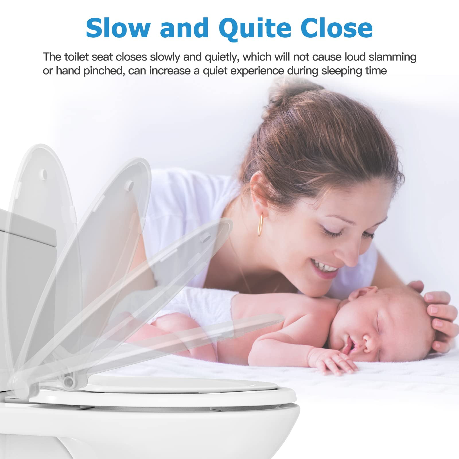 AOILE 2-in-1 Toilet Seat with Built-in Potty Training Seat - Soft-Close, Removable & Non-Slip Design for Toddlers & Adults, Round 17"/19"
