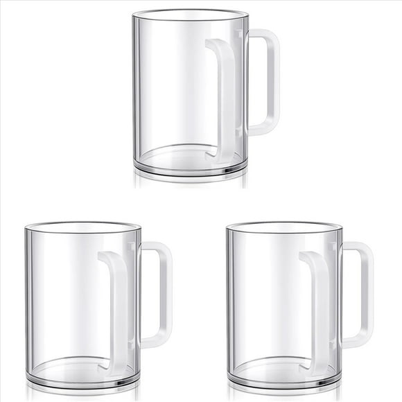 3X Vaso para Lavarse las Manos con Dos Asas Vaso para Lavarse las Manos de Acrílico para Netilat Yadayim Vasser Negel Asas para Vasos Blancos Judíos