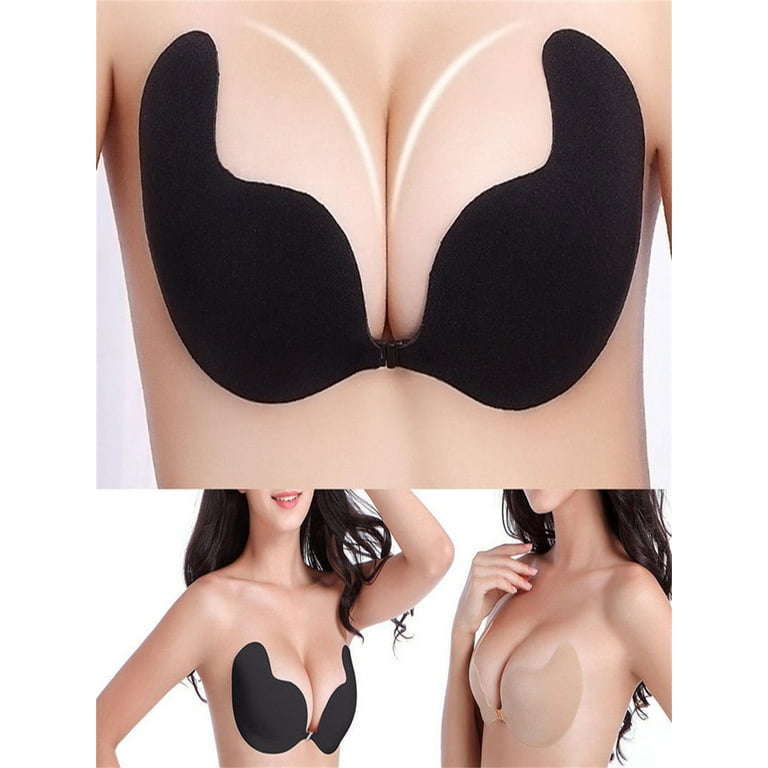 Women Adhesive Bra, Breast Lift Push up Strapless Sticky Tube Tops,  Invisible Plunge Backless Brassiere, Washable Reusable Bra 