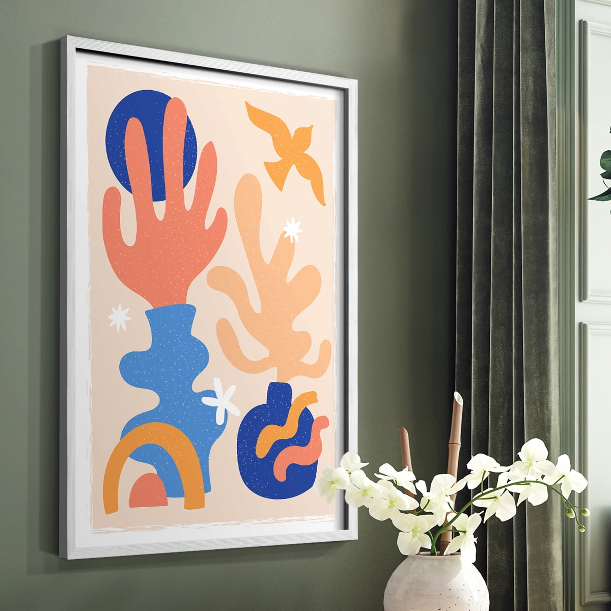 Matisse CDLXII in White Solid Wood Framed Print No Nail Hanging