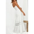 thumbnail image 3 of Women's 2024 Summer Bohemian Strapless Off Shoulder Lace Trim Backless Flowy A Line Beach Long Maxi Dress, 3 of 6