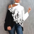 thumbnail image 1 of Pntutb, camisa informal para mujer, manga larga, cuello Halter, hombros descubiertos, blusa holgada con estampado de Polluer, tops Pntutb Pntutb-4257, 1 of 5
