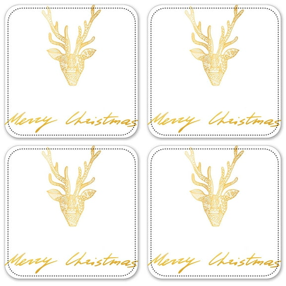 Vinyl Drink Coasters - Set of 4 - Gold Antlers