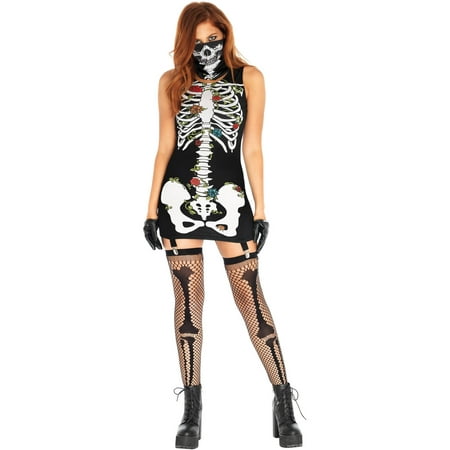 Leg Avenue Women's Skeleton Halloween Costume Garter Dress