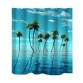 thumbnail image 1 of Bathroom Shower Curtain Abstract Flower Pattern Polyester Cloth Door Curtain for Bathroom Partition, 1 of 6