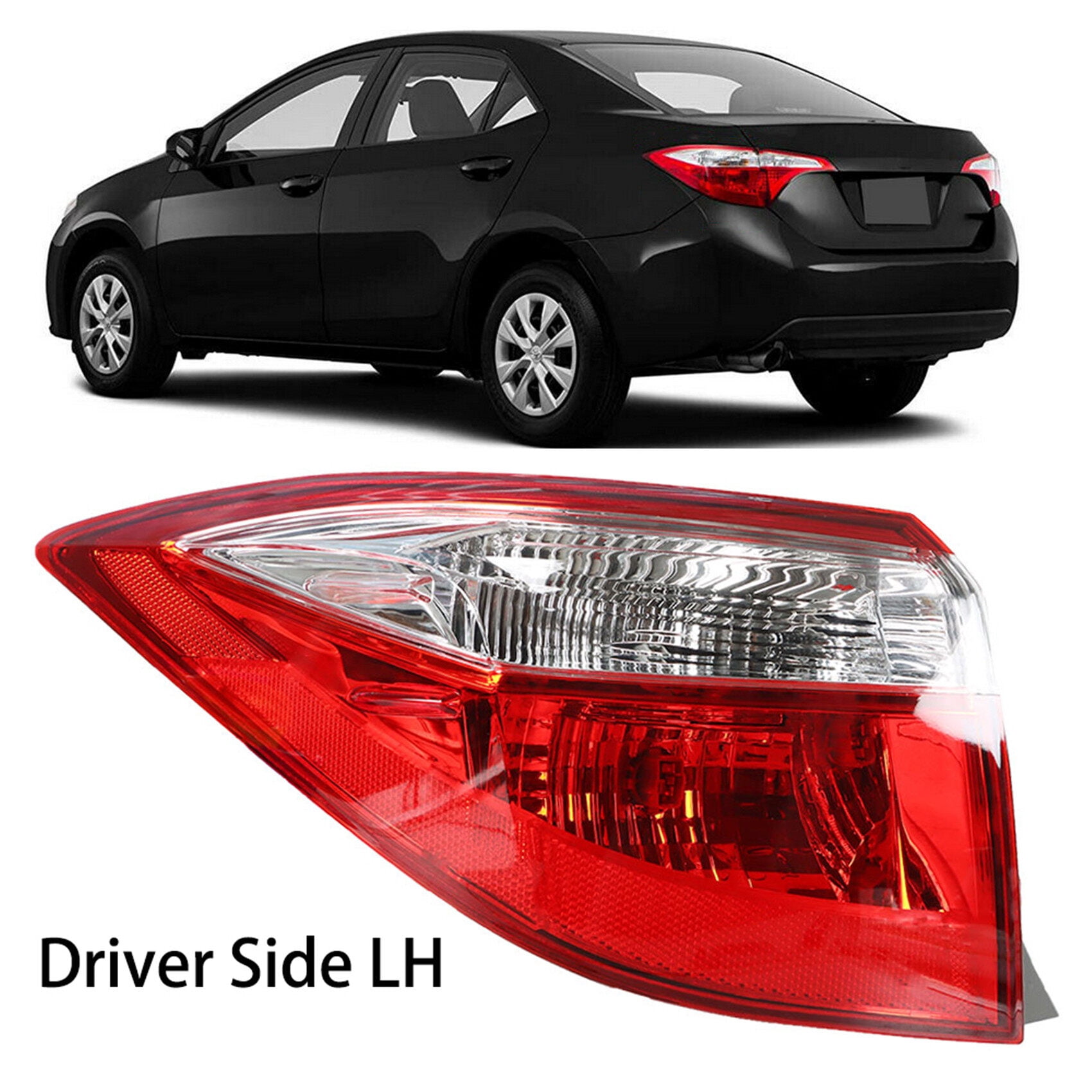 Outer Driver Side Rear Brake Tail Light Assembly Replacement for 2014-2016 Toyota Corolla Left Tail Lamp 8156002751 TO2804118