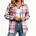 thumbnail image 4 of Josdec Women's Plaid Button Down Shirt, Lapel Long Sleeve with Double Chest Pockets for Office Daily S‑2XL, 4 of 5
