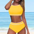 thumbnail image 2 of Huowey 2PCS Swimsuit For Women Tops High Waisted Bikini Sets Sporty Color Block Bathing Suit Resort Swim Wear Honeymoon Cruise Trendy Wear, 2 of 9
