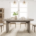 thumbnail image 1 of 70.8 Inch Oval Dining Table for 6 to 8 People, Farmhouse Double Pedestal Kitchen Table with Thick Wood Construction, Modern Rustic Dinner Table for Home Apartment Reception Room, 1 of 7
