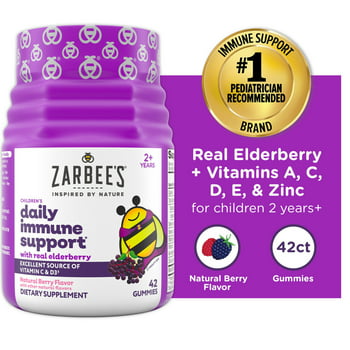 Zarbee's Kids Immune Support Gummies- Elderberry, s, Zinc, 42ct