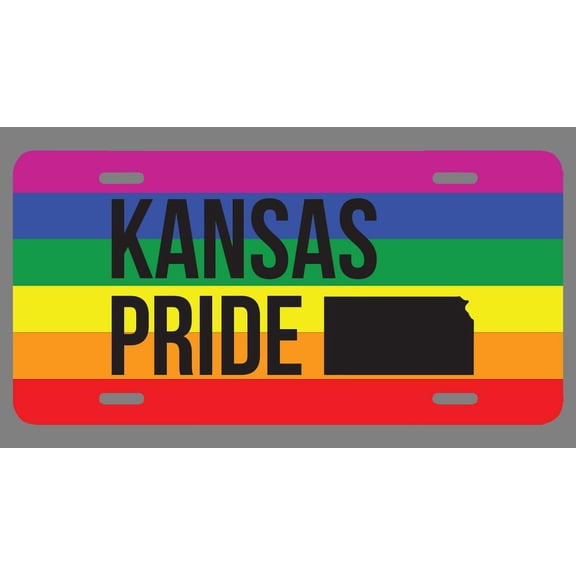 Kansas Pride Flag License Plate Tag Vanity Novelty Metal | UV Printed Metal | 6-Inches By 12-Inches | Car Truck RV Trailer Wall Shop Man Cave | VLP650